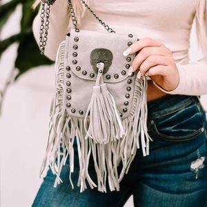 COPY - Vintage Grey Tassel Rivet Single Shoulder Bag NWT
